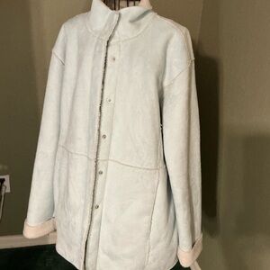 Coldwater Creek Light Blue Teddy/Sherpa-Lined Jacket